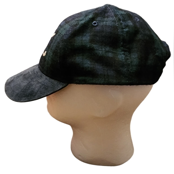 Vtg HTF Old Course St Andrews Gold Hat Green & Blue Plaid With Blue Suede Brim - Picture 5 of 9
